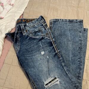 Rock Revival Blue Distressed Boyfriend Jeans